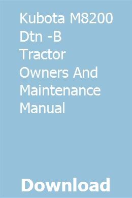 Kabota M8200 Owners Manual Download